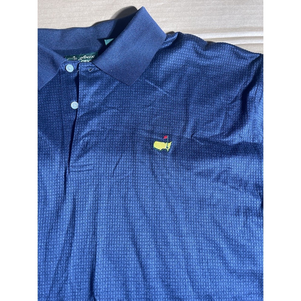 The Masters Amen Corner Mens XXL Blue Polo Golf Shirt PGA Golf 100% Cotton